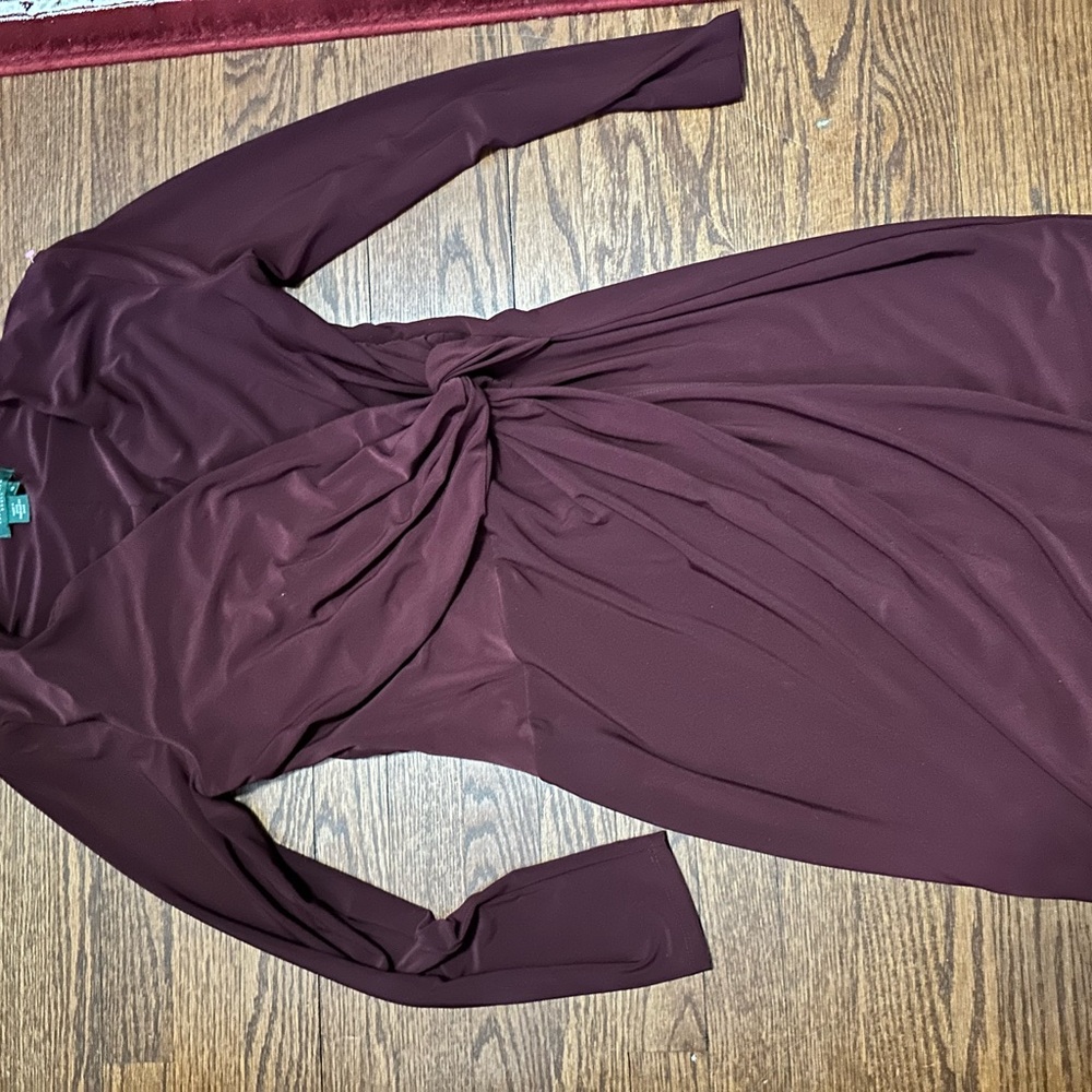 Ralph Lauren Elegant Burgundy Long Sleeve Dress size 12